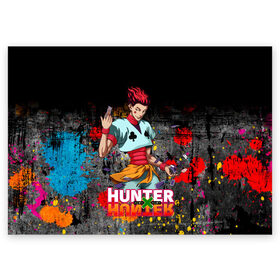 Поздравительная открытка с принтом Хисока Hunter x Hunter в городе Новоалтайск, 100% бумага | плотность бумаги 280 г/м2, матовая, на обратной стороне линовка и место для марки
 | Тематика изображения на принте: anime | hunter | hunter x hunter | zoldyck | аниме | зодиак | охотник | охотники | хисока