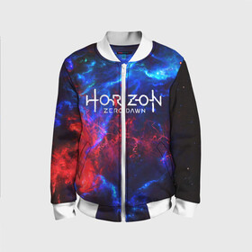 Детский бомбер 3D с принтом Horizon Zero Dawn в городе Новоалтайск, 100% полиэстер | застегивается на молнию, по бокам два кармана без застежек, мягкие манжеты, по низу бомбера и на воротнике — эластичная резинка | aloy | antasy girl | art | artwork | digital art | fantasy | horizon | horizon: zero dawn | landscape | tallneck | warrior fantasy | weapon | zero dawn