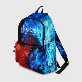 Рюкзак 3D с принтом Horizon Zero Dawn FIRE в городе Новоалтайск, 100% полиэстер | лямки с регулируемой длиной, сверху петелька, чтобы рюкзак можно было повесить на вешалку. Основное отделение закрывается на молнию, как и внешний карман. Внутри два дополнительных кармана, один из которых закрывается на молнию. По бокам два дополнительных кармашка | aloy | antasy girl | art | artwork | digital art | fantasy | horizon | horizon: zero dawn | landscape | tallneck | warrior fantasy | weapon | zero dawn