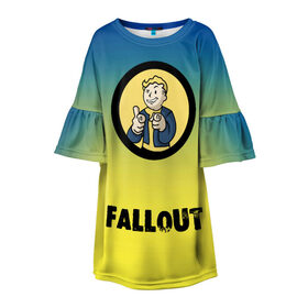 Детское платье 3D с принтом Fallout/Фоллаут в городе Новоалтайск, 100% полиэстер | прямой силуэт, чуть расширенный к низу. Круглая горловина, на рукавах — воланы | Тематика изображения на принте: boy | fallout | new vegas | nuka cola | апокалипсис | бандиты | вегас | война | градиент | девочкам | детям | игра | логотипы игр | мальчикам | оружие | парни | пистолеты | подростковые | постапокалипсис | убежище