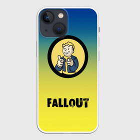 Чехол для iPhone 13 mini с принтом Fallout Фоллаут в городе Новоалтайск,  |  | boy | fallout | new vegas | nuka cola | апокалипсис | бандиты | вегас | война | градиент | девочкам | детям | игра | логотипы игр | мальчикам | оружие | парни | пистолеты | подростковые | постапокалипсис | убежище