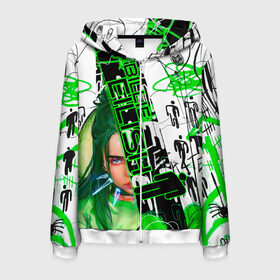Мужская толстовка 3D на молнии с принтом Billie Eilish в городе Новоалтайск, 100% полиэстер | длина до линии бедра, манжеты и пояс оформлены мягкой тканевой резинкой, двухслойный капюшон со шнурком для регулировки, спереди молния, по бокам два кармана | автор | автор песен | инди поп | певица | поп | электропоп | эмо поп