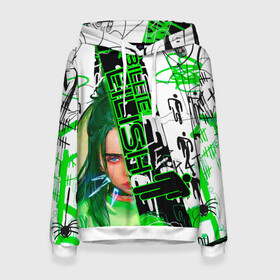 Женская толстовка 3D с принтом Billie Eilish в городе Новоалтайск, 100% полиэстер  | двухслойный капюшон со шнурком для регулировки, мягкие манжеты на рукавах и по низу толстовки, спереди карман-кенгуру с мягким внутренним слоем. | автор | автор песен | инди поп | певица | поп | электропоп | эмо поп