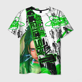 Мужская футболка 3D с принтом Billie Eilish в городе Новоалтайск, 100% полиэфир | прямой крой, круглый вырез горловины, длина до линии бедер | автор | автор песен | инди поп | певица | поп | электропоп | эмо поп