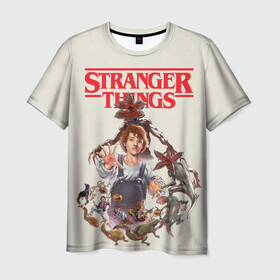 Мужская футболка 3D с принтом Stranger Things в городе Новоалтайск, 100% полиэфир | прямой крой, круглый вырез горловины, длина до линии бедер | 11 | demogorgon | dustin | eleven | jim hopper | lucas | mike | nancy | netflix | steve | will | билли | дастин | демогоргон | джойс | джонатан | дина | загадочные события | лукас | майк | макс | нетфликс | нэнси | оди | одиннадцать