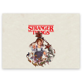 Поздравительная открытка с принтом Stranger Things в городе Новоалтайск, 100% бумага | плотность бумаги 280 г/м2, матовая, на обратной стороне линовка и место для марки
 | 11 | demogorgon | dustin | eleven | jim hopper | lucas | mike | nancy | netflix | steve | will | билли | дастин | демогоргон | джойс | джонатан | дина | загадочные события | лукас | майк | макс | нетфликс | нэнси | оди | одиннадцать