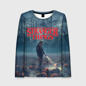 Женский лонгслив 3D с принтом Stranger Things в городе Новоалтайск, 100% полиэстер | длинные рукава, круглый вырез горловины, полуприлегающий силуэт | 11 | demogorgon | dustin | eleven | jim hopper | lucas | mike | nancy | netflix | steve | will | билли | дастин | демогоргон | джойс | джонатан | дина | загадочные события | лукас | майк | макс | нетфликс | нэнси | оди | одиннадцать
