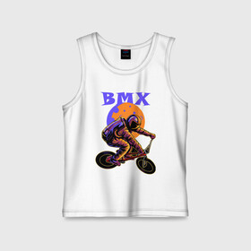 Детская майка хлопок с принтом BMX в городе Новоалтайск,  |  | bicycle | cosmonaut | cosmos | drive | extreme | moon | space | spacesuit | велосипед | космонавт | космос | луна | скафандр | экстрим