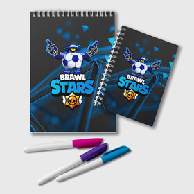 Блокнот с принтом Mascot Darryl ТалисманMascot D в городе Новоалтайск, 100% бумага | 48 листов, плотность листов — 60 г/м2, плотность картонной обложки — 250 г/м2. Листы скреплены удобной пружинной спиралью. Цвет линий — светло-серый
 | Тематика изображения на принте: brawl | brawl stars | brawlstars | brawl_stars | jessie | mascot darryl | бравл | бравлстарс | дэрил | маскот | мяч | футбол | футбольный мяч