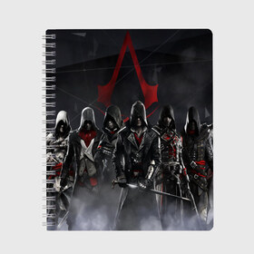 Тетрадь с принтом Assassin’s Creed Syndicate в городе Новоалтайск, 100% бумага | 48 листов, плотность листов — 60 г/м2, плотность картонной обложки — 250 г/м2. Листы скреплены сбоку удобной пружинной спиралью. Уголки страниц и обложки скругленные. Цвет линий — светло-серый
 | black flag | brotherhood | chronicles | creed | game | origins | revelations | rogue | syndicate | unity | valhalla | альтаир | ассасин | игры | кинжал | пираты