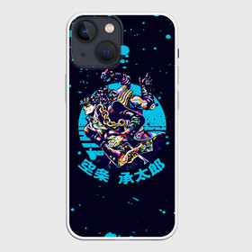 Чехол для iPhone 13 mini с принтом Дзётаро синие брызги в городе Новоалтайск,  |  | anime | jojo | jojo’s bizarre adventure | аниме | анимэ | биззаре адвенчер | джо | джо джо | джоджо | джонатан джостар | дзёсукэ хигасиката | дзётаро кудзё | жожо | игги | кира | лого | манга | невероятные приключения