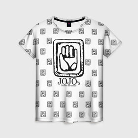 Женская футболка 3D с принтом JoJo Bizarre Adventure в городе Новоалтайск, 100% полиэфир ( синтетическое хлопкоподобное полотно) | прямой крой, круглый вырез горловины, длина до линии бедер | anime | jojo | jojo’s bizarre adventure | аниме | анимэ | биззаре адвенчер | джо | джо джо | джоджо | джонатан джостар | дзёсукэ хигасиката | дзётаро кудзё | жожо | игги | кира | лого | манга | невероятные приключения