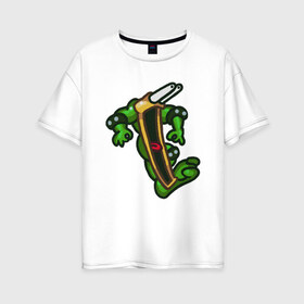 Женская футболка хлопок Oversize с принтом Battletoads Boss в городе Новоалтайск, 100% хлопок | свободный крой, круглый ворот, спущенный рукав, длина до линии бедер
 | battletoads | battletoads 2020 | boss | game | game battletoads | pimple | rash | zitz | батл тодс | батл тодс 2020 | боевые жабы | босс | жабы | зитц | игра | игра батл тодс | логотип батл тодс | пимпл | раш