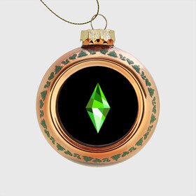 Стеклянный ёлочный шар с принтом The Sims Plumbob в городе Новоалтайск, Стекло | Диаметр: 80 мм | game | plumbob | the sims | игра | пламбоб | симс