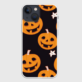 Чехол для iPhone 13 mini с принтом Весёлые тыквы в городе Новоалтайск,  |  | Тематика изображения на принте: арт | весело | весёлые лица | весёлые морды | звёзды | оранжевый | рисунок | тыква | тыквы