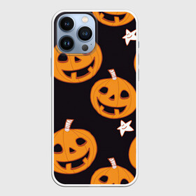 Чехол для iPhone 13 Pro Max с принтом Весёлые тыквы в городе Новоалтайск,  |  | арт | весело | весёлые лица | весёлые морды | звёзды | оранжевый | рисунок | тыква | тыквы
