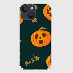Чехол для iPhone 13 mini с принтом Осенние тыквы в городе Новоалтайск,  |  | арт | вырезанное лицо | лица | лицо | морды | рисунок | тыква | тыквы