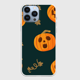 Чехол для iPhone 13 Pro Max с принтом Осенние тыквы в городе Новоалтайск,  |  | Тематика изображения на принте: арт | вырезанное лицо | лица | лицо | морды | рисунок | тыква | тыквы