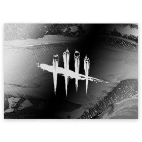 Поздравительная открытка с принтом DEAD BY DAYLIGHT в городе Новоалтайск, 100% бумага | плотность бумаги 280 г/м2, матовая, на обратной стороне линовка и место для марки
 | daylight | dead | dead by daylight | game | games | horror | logo | skull | skulls | zombie | бай | выживание | деад | дед | дейлайт | дэае | дэд | дэйлайт | зомби | игра | игры | лого | логотип | символ | хоррор | череп | черепа