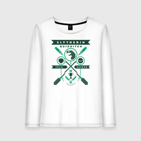 Женский лонгслив хлопок с принтом Slytherin Quidditch в городе Новоалтайск, 100% хлопок |  | harry potter | quidditch | slytherin | vdzabma | гарри поттер | квиддич | слизерин