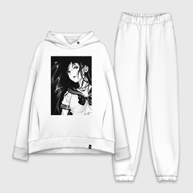 Женский костюм хлопок Oversize с принтом Черно белая Аниме Тян в школьной форме в городе Новоалтайск,  |  | ahegao | anime | аниме | ахегао | женский портрет | портрет | тян