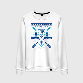 Женский свитшот хлопок с принтом Ravenclaw Quidditch Team в городе Новоалтайск, 100% хлопок | прямой крой, круглый вырез, на манжетах и по низу широкая трикотажная резинка  | harry potter | quidditch | ravenclaw | vdzabma | гарри поттер | квиддич | когтевран | равенкло | рэйвенкло