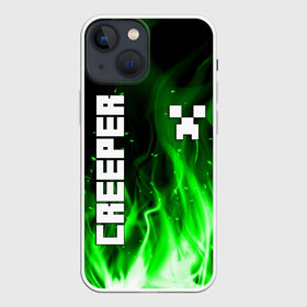 Чехол для iPhone 13 mini с принтом MINECRAFT CREEPER в городе Новоалтайск,  |  | creeper | game | minecraft | блоки | игра | квадраты | компьютерная | крипер | криппер | майнкрафт | огонь