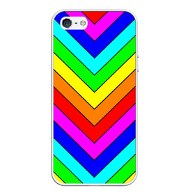 Чехол для iPhone 5/5S матовый с принтом Rainbow Stripes в городе Новоалтайск, Силикон | Область печати: задняя сторона чехла, без боковых панелей | Тематика изображения на принте: geometry | gradient | neon | геометрические | градиент | детям | кислота | кислотный | конус | красочный | линии | неоновые | пирамида | полоска | полосы | радуга | радужный | разноцветные | сочный | треугольники