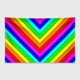 Флаг-баннер с принтом Rainbow Stripes в городе Новоалтайск, 100% полиэстер | размер 67 х 109 см, плотность ткани — 95 г/м2; по краям флага есть четыре люверса для крепления | geometry | gradient | neon | геометрические | градиент | детям | кислота | кислотный | конус | красочный | линии | неоновые | пирамида | полоска | полосы | радуга | радужный | разноцветные | сочный | треугольники