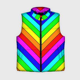 Женский жилет утепленный 3D с принтом Rainbow Stripes в городе Новоалтайск,  |  | geometry | gradient | neon | геометрические | градиент | детям | кислота | кислотный | конус | красочный | линии | неоновые | пирамида | полоска | полосы | радуга | радужный | разноцветные | сочный | треугольники