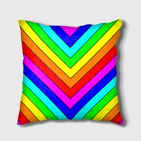 Подушка 3D с принтом Rainbow Stripes в городе Новоалтайск, наволочка – 100% полиэстер, наполнитель – холлофайбер (легкий наполнитель, не вызывает аллергию). | состоит из подушки и наволочки. Наволочка на молнии, легко снимается для стирки | geometry | gradient | neon | геометрические | градиент | детям | кислота | кислотный | конус | красочный | линии | неоновые | пирамида | полоска | полосы | радуга | радужный | разноцветные | сочный | треугольники