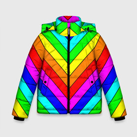 Зимняя куртка для мальчиков 3D с принтом Rainbow Stripes в городе Новоалтайск, ткань верха — 100% полиэстер; подклад — 100% полиэстер, утеплитель — 100% полиэстер | длина ниже бедра, удлиненная спинка, воротник стойка и отстегивающийся капюшон. Есть боковые карманы с листочкой на кнопках, утяжки по низу изделия и внутренний карман на молнии. 

Предусмотрены светоотражающий принт на спинке, радужный светоотражающий элемент на пуллере молнии и на резинке для утяжки | geometry | gradient | neon | геометрические | градиент | детям | кислота | кислотный | конус | красочный | линии | неоновые | пирамида | полоска | полосы | радуга | радужный | разноцветные | сочный | треугольники