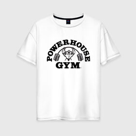 Женская футболка хлопок Oversize с принтом GYM в городе Новоалтайск, 100% хлопок | свободный крой, круглый ворот, спущенный рукав, длина до линии бедер
 | гантели | зож | спорт | штанга