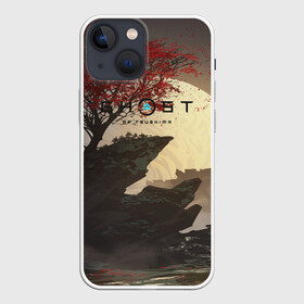 Чехол для iPhone 13 mini с принтом Ghost of Tsushima в городе Новоалтайск,  |  | ghost of tsushima | горы | дерево | игра | природа | рисунок | скалы