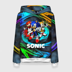 Женская толстовка 3D с принтом SONIC TRIO в городе Новоалтайск, 100% полиэстер  | двухслойный капюшон со шнурком для регулировки, мягкие манжеты на рукавах и по низу толстовки, спереди карман-кенгуру с мягким внутренним слоем. | hedgehog | metal sonic | silver | silver the hedgehog | sonic | sonic boom | sonic the hedgehog | ёж сонник | игры | соник | фильмы