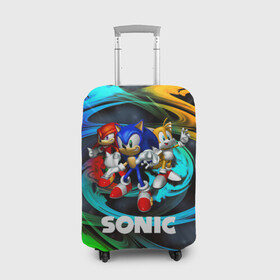 Чехол для чемодана 3D с принтом SONIC TRIO в городе Новоалтайск, 86% полиэфир, 14% спандекс | двустороннее нанесение принта, прорези для ручек и колес | hedgehog | metal sonic | silver | silver the hedgehog | sonic | sonic boom | sonic the hedgehog | ёж сонник | игры | соник | фильмы