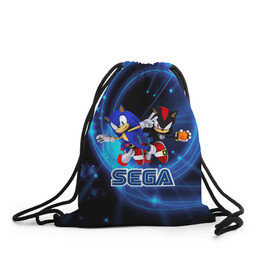 Рюкзак-мешок 3D с принтом Sonic SEGA в городе Новоалтайск, 100% полиэстер | плотность ткани — 200 г/м2, размер — 35 х 45 см; лямки — толстые шнурки, застежка на шнуровке, без карманов и подкладки | hedgehog | metal sonic | silver | silver the hedgehog | sonic | sonic boom | sonic the hedgehog | ёж сонник | игры | соник | фильмы