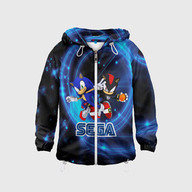 Детская ветровка 3D с принтом Sonic SEGA в городе Новоалтайск, 100% полиэстер | подол и капюшон оформлены резинкой с фиксаторами, по бокам два кармана без застежек, один потайной карман на груди | hedgehog | metal sonic | silver | silver the hedgehog | sonic | sonic boom | sonic the hedgehog | ёж сонник | игры | соник | фильмы