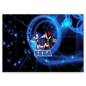 Поздравительная открытка с принтом Sonic SEGA в городе Новоалтайск, 100% бумага | плотность бумаги 280 г/м2, матовая, на обратной стороне линовка и место для марки
 | hedgehog | metal sonic | silver | silver the hedgehog | sonic | sonic boom | sonic the hedgehog | ёж сонник | игры | соник | фильмы