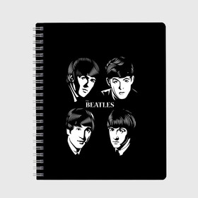 Тетрадь с принтом THE BEATLES в городе Новоалтайск, 100% бумага | 48 листов, плотность листов — 60 г/м2, плотность картонной обложки — 250 г/м2. Листы скреплены сбоку удобной пружинной спиралью. Уголки страниц и обложки скругленные. Цвет линий — светло-серый
 | англия | гитара | коллектив | легенды | музыка