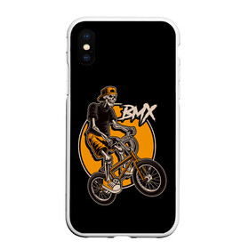 Чехол для iPhone XS Max матовый с принтом BMX в городе Новоалтайск, Силикон | Область печати: задняя сторона чехла, без боковых панелей | bicycle | bmx | skull | sport | x games | велик | велосипед | велоспорт | скелет | череп | экстремальный спорт