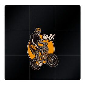 Магнитный плакат 3Х3 с принтом BMX в городе Новоалтайск, Полимерный материал с магнитным слоем | 9 деталей размером 9*9 см | Тематика изображения на принте: bicycle | bmx | skull | sport | x games | велик | велосипед | велоспорт | скелет | череп | экстремальный спорт