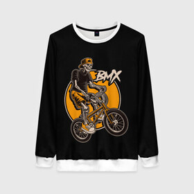 Женский свитшот 3D с принтом BMX в городе Новоалтайск, 100% полиэстер с мягким внутренним слоем | круглый вырез горловины, мягкая резинка на манжетах и поясе, свободная посадка по фигуре | bicycle | bmx | skull | sport | x games | велик | велосипед | велоспорт | скелет | череп | экстремальный спорт