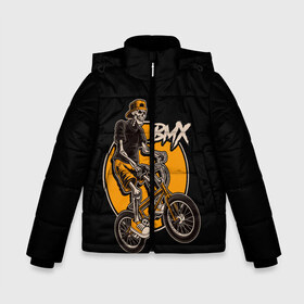 Зимняя куртка для мальчиков 3D с принтом BMX в городе Новоалтайск, ткань верха — 100% полиэстер; подклад — 100% полиэстер, утеплитель — 100% полиэстер | длина ниже бедра, удлиненная спинка, воротник стойка и отстегивающийся капюшон. Есть боковые карманы с листочкой на кнопках, утяжки по низу изделия и внутренний карман на молнии. 

Предусмотрены светоотражающий принт на спинке, радужный светоотражающий элемент на пуллере молнии и на резинке для утяжки | bicycle | bmx | skull | sport | x games | велик | велосипед | велоспорт | скелет | череп | экстремальный спорт