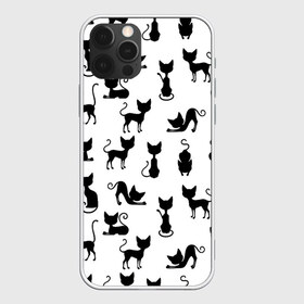 Чехол для iPhone 12 Pro Max с принтом КОШКИ ЧЕРНОЕ НА БЕЛОМ в городе Новоалтайск, Силикон |  | Тематика изображения на принте: cat | pussy | домашние | кис кис | коты | котэ | кошки | лапки | мяу | паттерн | усы | хвост | черно белое