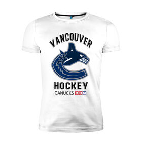 Мужская футболка хлопок Slim с принтом VANCOUVER CANUCKS NHL в городе Новоалтайск, 92% хлопок, 8% лайкра | приталенный силуэт, круглый вырез ворота, длина до линии бедра, короткий рукав | Тематика изображения на принте: canada | canucks | hockey | nhl | sport | usa | vancouver | акула | ванкувер | канада | кэнакс | логотип | нхл | спорт | хоккей | челюсти