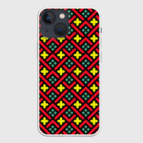 Чехол для iPhone 13 mini с принтом Abstract cross armor в городе Новоалтайск,  |  | armor | art | geometric | geometry | kids | modern | scale | scales | style | абстрактная | абстракция | армор | арт | геометрическая | геометрия | желтый | квадратики | квадраты | кольчуга | красный | крест | крестики | модерн