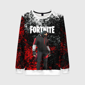 Женский свитшот 3D с принтом IKONIK FORTNITE в городе Новоалтайск, 100% полиэстер с мягким внутренним слоем | круглый вырез горловины, мягкая резинка на манжетах и поясе, свободная посадка по фигуре | 2019 | battle royale | chapter 2 | epic games | fortnite | game | season x | zombie | зомби | фортнайт