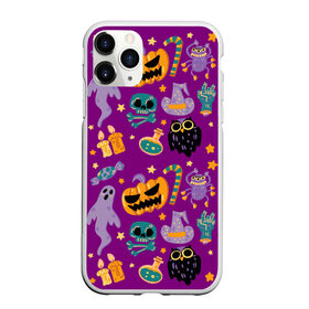 Чехол для iPhone 11 Pro Max матовый с принтом Happy Halloween в городе Новоалтайск, Силикон |  | Тематика изображения на принте: bones | candle | candy | fangs | flask | ghost | hand | hat | jaw | owl | pumpkin | skull | star | звезда | клыки | колба | конфета | кости | пасть | призрак | рука | свеча | сова | череп | шляпа