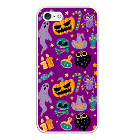 Чехол для iPhone 5/5S матовый с принтом Happy Halloween в городе Новоалтайск, Силикон | Область печати: задняя сторона чехла, без боковых панелей | Тематика изображения на принте: bones | candle | candy | fangs | flask | ghost | hand | hat | jaw | owl | pumpkin | skull | star | звезда | клыки | колба | конфета | кости | пасть | призрак | рука | свеча | сова | череп | шляпа
